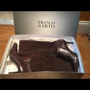 Brown Suede-Top , Bottom Snake-Skin like Boots